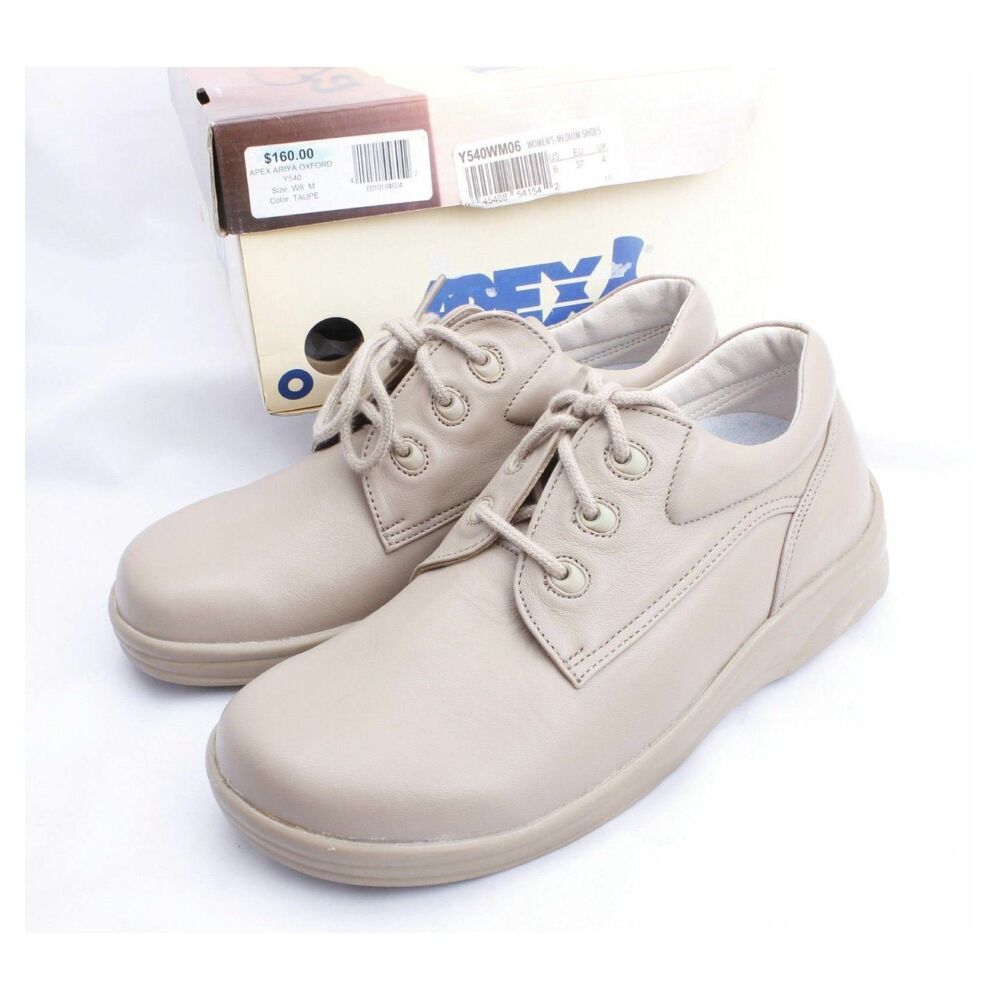 Apex Ariya Y540 Taupe Lace-Up Oxford Comfort Shoes Women's Size 6 M